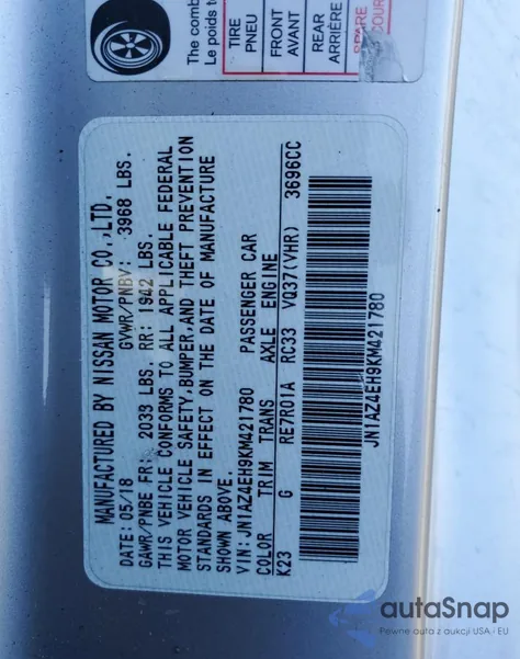 2019 Nissan 370Z Base z USA, uszkodzony, nr VIN JN1AZ4EH9KM421780